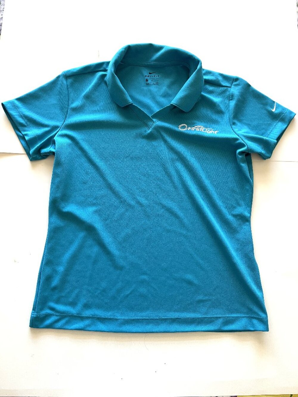 Women's Nike Teal Blue Dri-Fit Polo Shirt With Firstlight Logo Size M
